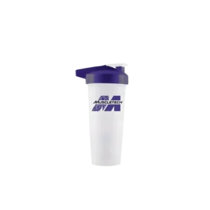 Muscletech 828ml – Alb/Violet – Shaker cu arc metalic pentru mixare rapida